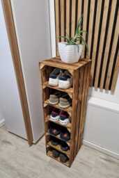 Rustic Wooden Shoe Rack Vintage Crate Storage Organizer