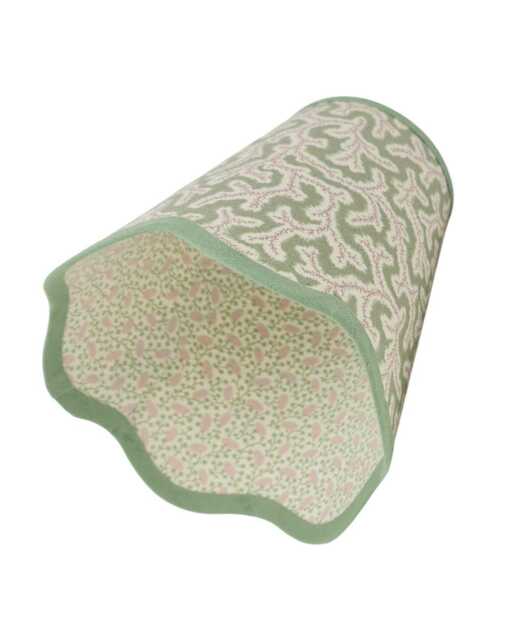 Scallop Lampshade - Double Fabric Green Dulcie Ian Sanderson Scallop Any Light Fitting Plus Battery - image 1