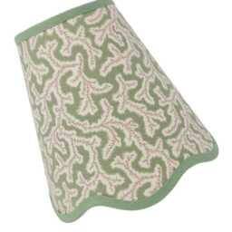 Scallop Lampshade - Double Fabric Green Dulcie Ian Sanderson Scallop Any Light Fitting Plus Battery - thumbnail 2