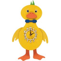 Yellow Duck Personalised Wooden Pendulum Children's Clock - thumbnail 2