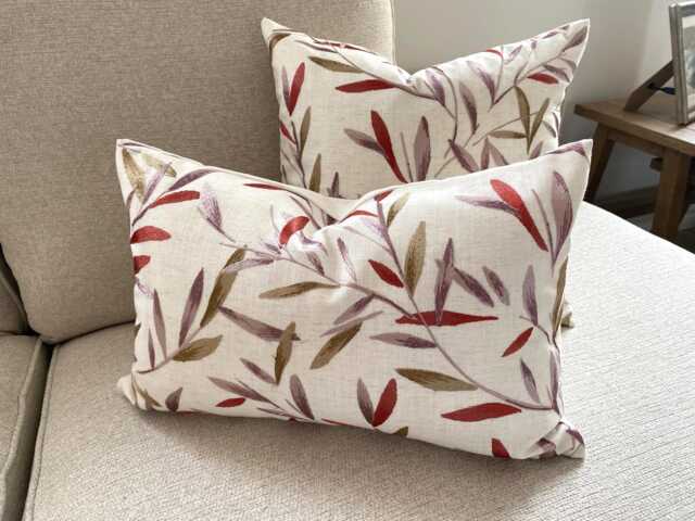 "Langley Leaf Rosehip Cushion, Embroidered John Lewis Fabric With A Zip Fastening 18"" By 12" - image 1