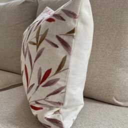 "Langley Leaf Rosehip Cushion, Embroidered John Lewis Fabric With A Zip Fastening 18"" By 12" - thumbnail 2