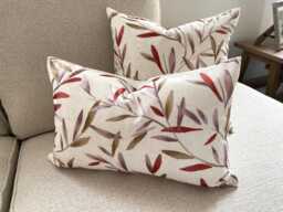 "Langley Leaf Rosehip Cushion, Embroidered John Lewis Fabric With A Zip Fastening 18"" By 12" - thumbnail 1