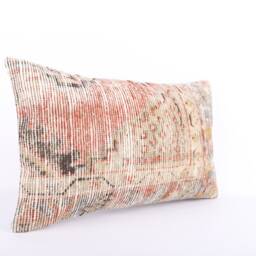 Handwoven Kilim Lumbar Pillow Cover Vintage Turkish Rug, 12x20 - thumbnail 2