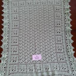 Green Lacey Hand Crocheted Baby Blanket - thumbnail 4