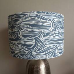 Wave Surf Navy Blue Fabric Lampshade 30, 35 Or 40cm - thumbnail 4