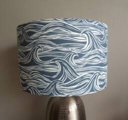 Wave Surf Navy Blue Fabric Lampshade 30, 35 Or 40cm