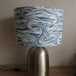 Wave Surf Navy Blue Fabric Lampshade 30, 35 Or 40cm - thumbnail 2