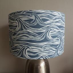 Wave Surf Navy Blue Fabric Lampshade 30, 35 Or 40cm - thumbnail 3