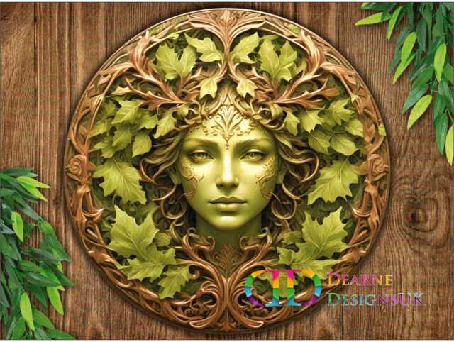 Green Woman Metal Sign, Flat Printed Sign, Nature Lover's Wall Art D??cor, Garden Guardian, Mother Nature Face, Celtic Plaque, Gargoyle Sign - image 1