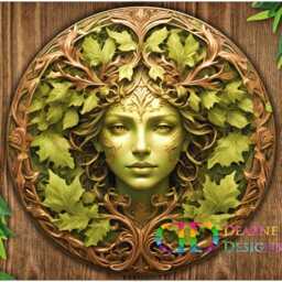 Green Woman Metal Sign, Flat Printed Sign, Nature Lover's Wall Art D??cor, Garden Guardian, Mother Nature Face, Celtic Plaque, Gargoyle Sign - thumbnail 2