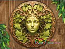 Green Woman Metal Sign, Flat Printed Sign, Nature Lover's Wall Art D??cor, Garden Guardian, Mother Nature Face, Celtic Plaque, Gargoyle Sign - thumbnail 1