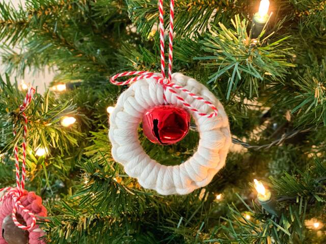 Macrame Christmas Ornaments, Jingle Bells Decorations, Miniature Wreath, Holiday Ornamentation, Xmas Gift Ideas For Anyone - image 1