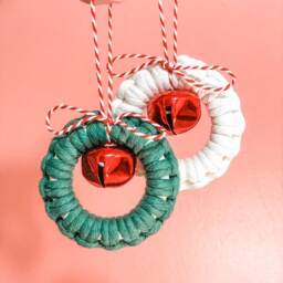 Macrame Christmas Ornaments, Jingle Bells Decorations, Miniature Wreath, Holiday Ornamentation, Xmas Gift Ideas For Anyone - thumbnail 2