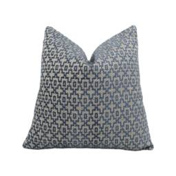 Clarke & - Mansour Indigo Chenille Cushion Cover Handmade Throw Pillow Designer Home D??cor - thumbnail 1