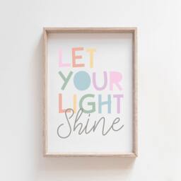 Let Your Light Shine Print, Christian Wall Art, Girls Nursery Bedroom Decor, Pastel Colours, Bible Verse, Art - thumbnail 2
