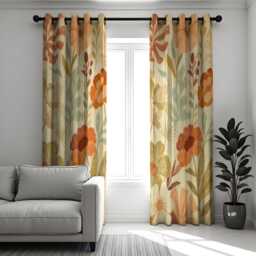 Orange Floral Curtains With Large Classic Flowers, Custom Botanical Drapes, Warm Earthy Window Panels For Living Room Or Bedroom - thumbnail 3