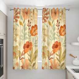 Orange Floral Curtains With Large Classic Flowers, Custom Botanical Drapes, Warm Earthy Window Panels For Living Room Or Bedroom - thumbnail 2