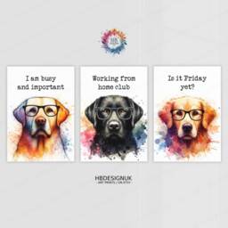 Funny Dog Office Prints - Set Of 3 Posters - Dogs Quotes Decor Work From Home Wall Art Wfh Gifts Coworker Workplace Pictures - thumbnail 2
