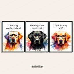 Funny Dog Office Prints - Set Of 3 Posters - Dogs Quotes Decor Work From Home Wall Art Wfh Gifts Coworker Workplace Pictures