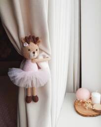 Pink Ballerina Deer Curtain Tie Back Deer Nursery Tieback Animal Curtain Tiebacks Hold
