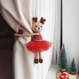 Pink Ballerina Deer Curtain Tie Back Deer Nursery Tieback Animal Curtain Tiebacks Hold - thumbnail 2