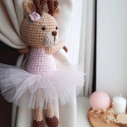 Pink Ballerina Deer Curtain Tie Back Deer Nursery Tieback Animal Curtain Tiebacks Hold - thumbnail 3