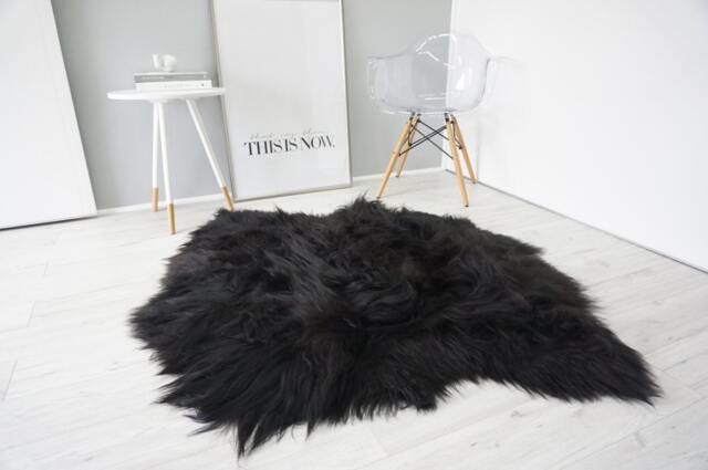 Genuine Icelandic Sheepskin Rug Black & Brown, Double Hide - 43x47 - image 1