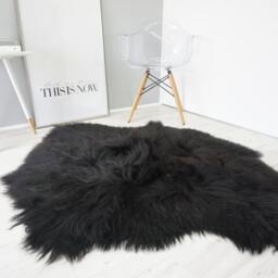 Genuine Icelandic Sheepskin Rug Black & Brown, Double Hide - 43x47 - thumbnail 3