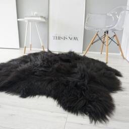 Genuine Icelandic Sheepskin Rug Black & Brown, Double Hide - 43x47 - thumbnail 2