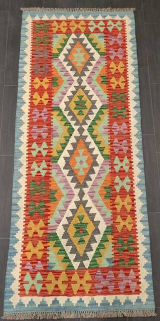 Runner Rug Classic, Handmade Artisan Afghan Turkish Persian Qashqai Navajo Bohemian Wool Flatweave Multicolour Kilim 199x80 cm - image 1
