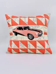Patchwork Quilted Pillow Cover Car Design Decorative Cushion