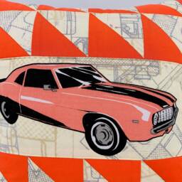 Patchwork Quilted Pillow Cover Car Design Decorative Cushion - thumbnail 2