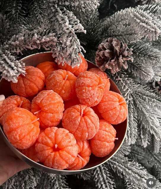 Christmas Candle Gift Set Of 3, Tangerine Shaped Candle, Festive Candle Gift, Winter Home Decor, Christmas Aesthetic Gift, Thank You Vigan - image 1