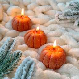 Christmas Candle Gift Set Of 3, Tangerine Shaped Candle, Festive Candle Gift, Winter Home Decor, Christmas Aesthetic Gift, Thank You Vigan - thumbnail 2