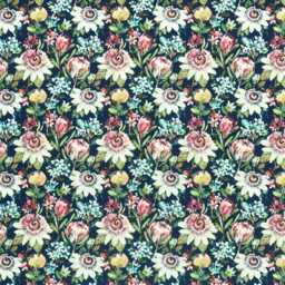 Floral Summer Garden Velvet Cone Lampshade, Extra Tall Lampshade Navy Midnight Velvet - thumbnail 2