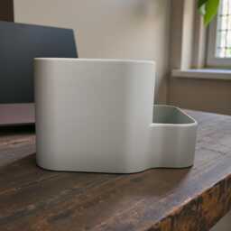 3D Printed Desk Organiser - Modern Curved Office Storage Dock - thumbnail 3