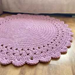 Handmade Crochet Rug Scandinavian Boho Cotton Rug For Kids Room - thumbnail 3
