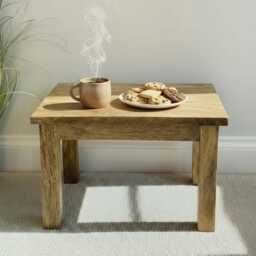 Solid Mango Wood Nesting Foot Stools Low Side Tables - thumbnail 2