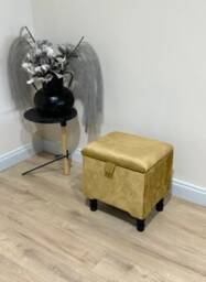 Mustard Gold Velvet Ottoman Stool With Storage, Handmade in UK - thumbnail 3