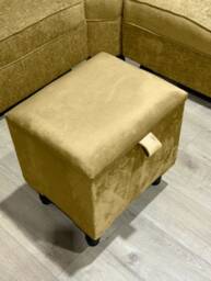 Mustard Gold Velvet Ottoman Stool With Storage, Handmade in UK - thumbnail 2