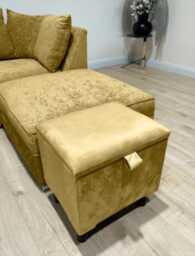 Mustard Gold Velvet Ottoman Stool With Storage, Handmade in UK - thumbnail 1
