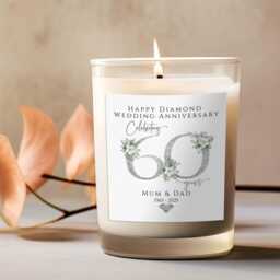 60Th Wedding Anniversary Candle, Diamond Gift, Personalised Mum & Dad - thumbnail 3