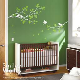 Branches Wall Decal, Two Spring & Birds Kids Nursery Vinyl Decal Sticker Room Decor Branch For - thumbnail 3