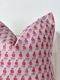 Block Print Pillow Cover Floral Batik, Natural Dyed Textile - thumbnail 1