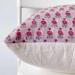 Block Print Pillow Cover Floral Batik, Natural Dyed Textile - thumbnail 3