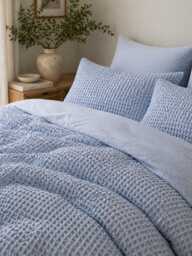 Sky Blue Waffle 100% Cotton Duvet Cover Set