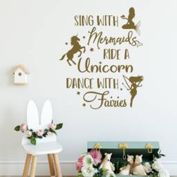 Mermaid Unicorn Fairy Nursery Wall Decal Girls Room Decor Ww204 - thumbnail 3