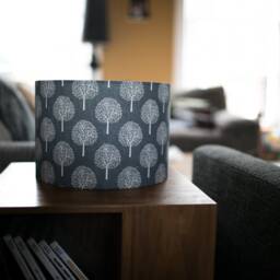 Handmade Drum Lampshade Dark Grey Mulberry Tree Linen, 30cm - thumbnail 3