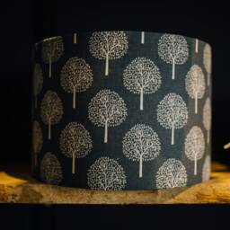 Handmade Drum Lampshade Dark Grey Mulberry Tree Linen, 30cm - thumbnail 2